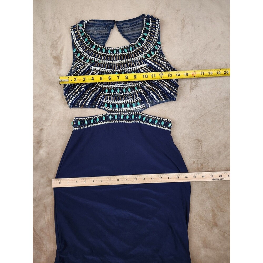 Dave & Johnny Beaded Dress Cut outs Navy Blue Size 0/0
